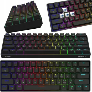 Klávesnice Savio HERNÍ MECHANICKÁ KLÁVESNICE 60% RGB Podsvícená Modré Spínače Outemu