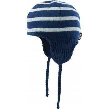 Čepice Dětská čepice na zavazování, tmavě modrá s proužky, Döll, vel. 49