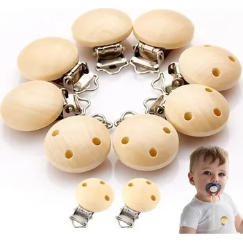 Kojenecká váha Spona na dudlík, Dřevěná spona na dudlík, Spona na dětský dudlík se 3 otvory, Dřevěný držák na