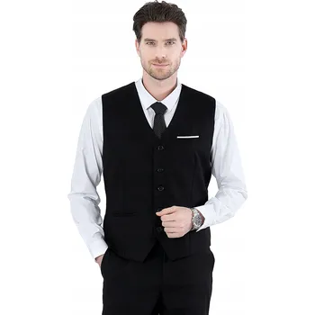 Pánská vesta A&J DESIGN pánská vesta elegantní společenská do obleku, střih s výstřihem do V, velikost 54