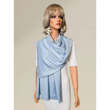 Šála Classic Scarf Elegantní slavnostní blakyntně modrá šála se třpytivým vláknem a jemnými květy