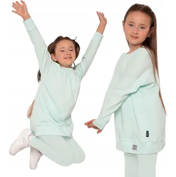 Chlapecká mikina MAZE DĚTSKÁ BAVLNĚNÁ MIKINA BASICKIDS OVERSIZE MÁTOVÁ 116