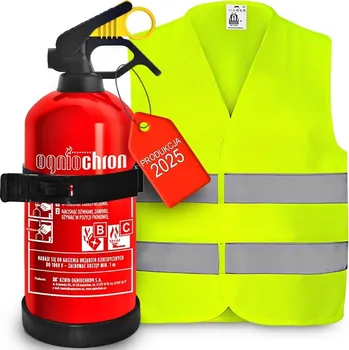 Hasicí přístroj AGMI HASICÍ PŘÍSTROJ AUTOMOBILOVÁ 1KG S DRŽÁKEM + VÝSTRAŽNÁ REFLEXNÍ VESTA