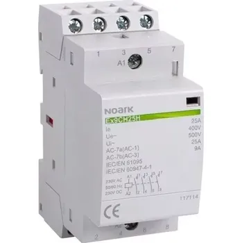 modulární přístroj a rozvaděč NOARK 117129 Ex9CH25H 31 230V AC/DC Tichý instalační stykač, 25A, 230V AC/DC, 3 zapínací + 1 vypínací kontakty (Ex9CH25H 31 230V AC/DC)