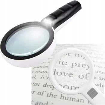 Lupa 10x zvětšovací sklo s podsvícením 12 LED