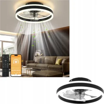 Domácí ventilátor Stropní ventilátor s LED lampou 2v1 - 48W Regulace barvy a rychlosti + Dálkový Ovladač