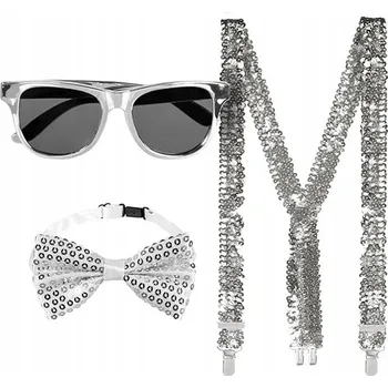 Karnevalový kostým KOSTÝM PÁNSKÉ DOPLŇKY DISCO LÉTA 70 80 BRÝLE FLITRY PŘEVLEK NA RAMENNÍ POPRUHY