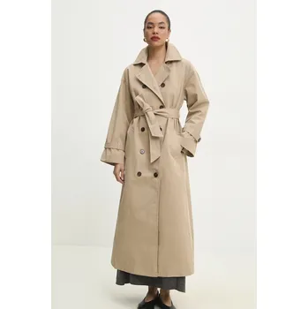Dámský kabát Trench kabát Answear.LAB dámský, béžová barva, přechodný, oversize b9322.h.ios 80X, vel. L/XL
