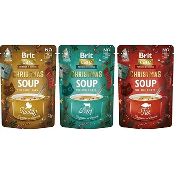 Krmivo pro kočku Brit Care Cat Mix Vánočních kapsiček (ryba, krocan, hovězí) 3 × 75 g