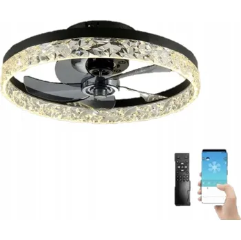 ZRCADLO-VENTILÁTOR STROPNÍ SVÍTIDLO ČERNÉ + zimní režim + DÁLKOVÝ OVLADAČ