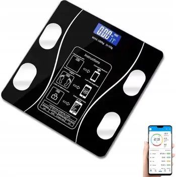 Osobní váha BLUETOOTH OSOBNÍ VÁHA S LCD DISPLEJEM 0.1-180KG, BMI A MĚŘENÍ TUKU