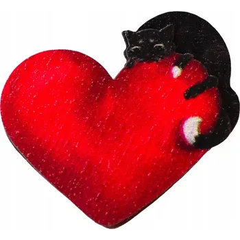 Brož Dřevěná brož Drápky v srdci - ruční výrobek - originální brož - Valentýn