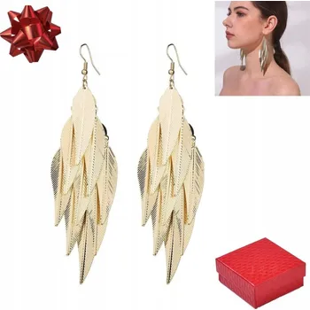 Náušnice Zlaté dámské visací náušnice pozlacené Bižuterie pro ženy list dárek