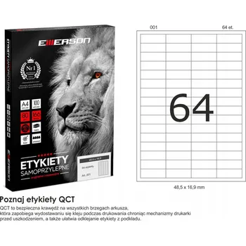 Samolepící etiketa Samolepicí etikety A4, 100 listů EMERSON, 48,5 x 16,9 mm