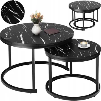 Konferenční stolek Konferenční stolek LoftInspired Galen kulatý 70 x 70 x 47 cm černý