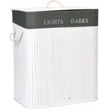 Koš na prádlo BAMBUSOVÝ KOŠ NA PRÁDLO BÍLÝ DVOUKOMOROVÝ 100L