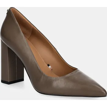 Dámské lodičky Kožené lodičky BOSS Janet hnědá barva, na podpatku, 50518512 50518512.211 98X, EUR 41