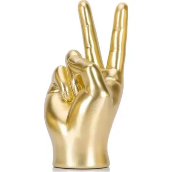 Zahradní dekorace Socha zlaté ruky LCCCK, dekorace znamení míru, socha ruky s cool gestem, ozdoby na prsty na police,