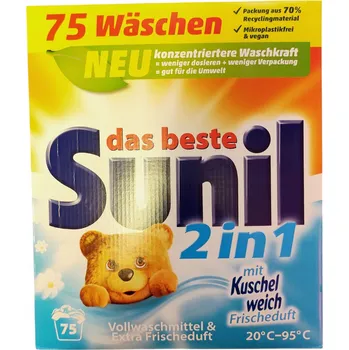 Prací prášek SUNIL 2v1 PRACÍ PRÁŠEK NA BÍLÉ A BAREVNÉ PRÁDLO 75 PRANÍ 3,75 KG