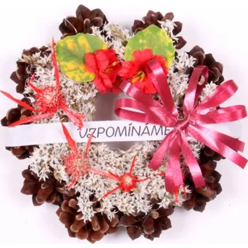 Smuteční dekorace Nohel Garden Vzpomínáme hřbitovní věneček máčkový 7 cm mix barev