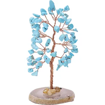 Drahý kámen Magieprirody.cz Strom života Howlit (Tyrkenit) na achátovém plátu #ZB480 výška 12 cm