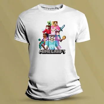 Chlapecké tričko Bavlněné dětské tričko Minecraft Bílá velikost L