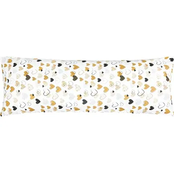 Povlak na polštářek Bellatex POVLAK na relaxační polštář Srdce Hořčicová,Černá, rozměr 45x120 cm