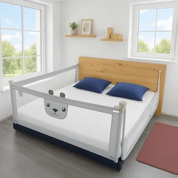 Dětská zábrana Ochranná zábrana na postel Méďa - 200 cm šedá