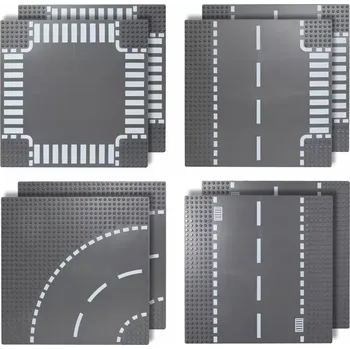 Stavebnice LEGO STAVEBNÍ DESKY na LEGO kostky 32x32 XL kreativní SADA 8 kusů SILNIČNÍ