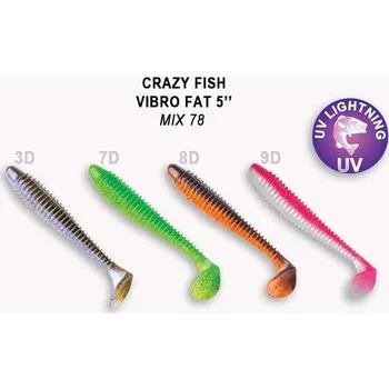 Umělá nástraha Gumová nástraha Crazy Fish Vibro Fat 12cm Mix 78 (4ks)