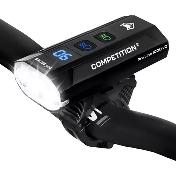 Cyklosvítilna EVI Pro Line 1000 v2 přední světlo na kolo s powerbankou, potkávací/dálkové světlo, USB LED svítilna