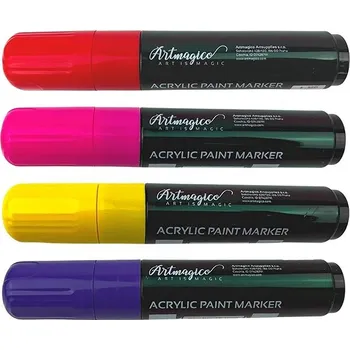 Artmagico Jumbo akrylové 15 mm, Summer - sada 4 ks (červená, růžová, žlutá, fialová)