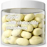 Vilgain Pistácie v čokoládě –⁠ ručně sbírané pistácie zalité vrstvou čokolády, bez leštících látek, vyráběno v malých šaržích pro maximální čerstvost - bílá čokoláda 250 g