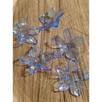 Korálek Plastové korálky květ / sukýnka Ø29 mm barva modrá