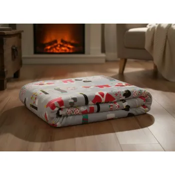 deka Vánoční deka z mikrovlákna SANTA LAUDRY šedá 150x200 cm MyBestHome