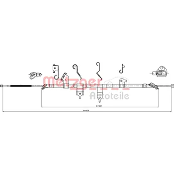 Lanko parkovací brzdy Tažné lanko, parkovací brzda METZGER 17.1569