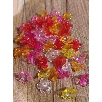 Korálek Plastové korálky zvoneček / sukýnka 12 mm mix do červena