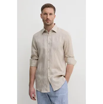 Pánská košile Lněná košile BOSS 50490234 béžová 80X, vel. 41