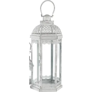 Svícen Kovová lucerna Aloha 58 cm, bílá antik