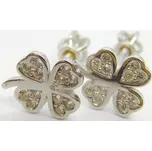 Klenoty Budín Dámské zlaté pecičky čtyřlístek se zirkony bílé zlato 585/1,39gr HK2091 (Klenoty Budín Dámské zlaté pecičky čtyřlístek se zirkony bílé zlato 585/1,39gr HK2091)
