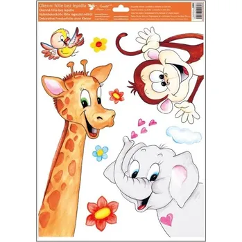 Okenní dekorace Okenní fólie vykukující zvířátka 30 x 42 cm žirafka