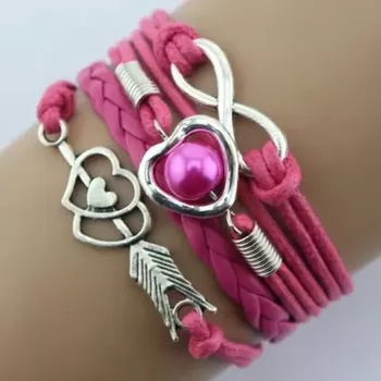 Náramek Fally Náramek dámský Love Forever růžový tmavě JB1453