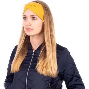 Čelenka Ebbie Bavlněná čelenka - HOŘČICOVÁ - ŽEBROVANÁ Velikost: M