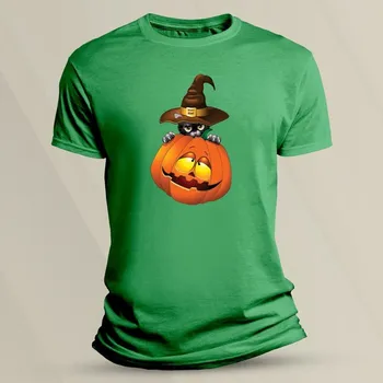 Chlapecké tričko Bavlněné dětské tričko Haloween cat velikost 104 Zelená