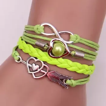 Náramek Fally Náramek dámský Love Forever světle zelený JB1454