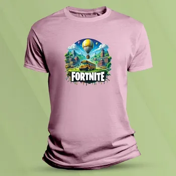 Chlapecké tričko Dětské tričko s potiskem Fortnite autobus Růžová velikost 116 (5-6 let)
