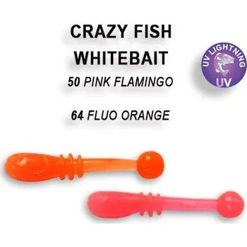 Umělá nástraha Gumová nástraha Crazy Fish Whitebait 2cm 50 Pink flamingo/64 Fluo orange (20ks)