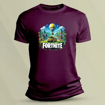 Dětské tričko s potiskem Fortnite autobus velikost 140 Vínová