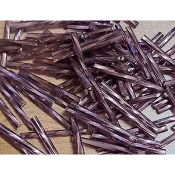 Dětské navlékací korálky Rokajl PRECIOSA - čípky extra dlouhé - fialová kroucená > 50mm/20ks