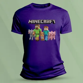 Bavlněné dětské tričko Minecraft Steve a Alex velikost 116 (5-6 let) Purpurová